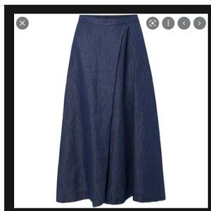 Weekend MAX MARA Chambray Denim Midi Skirt Linen Blend